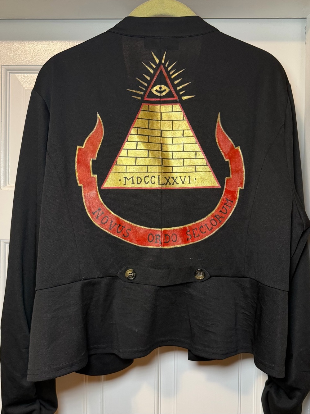 Women’s Black Jacket with Graphic - hand painted for Halloween costume